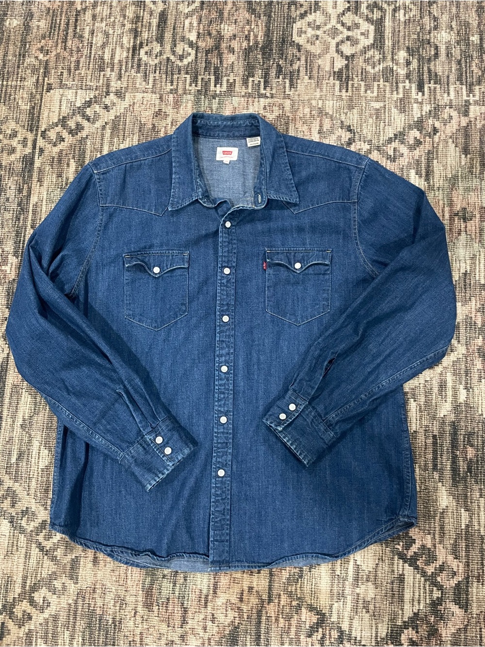 Levi's Men's Dark Blue Denim Western Shirt